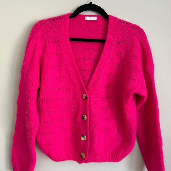 Altamira Milano Pink Mohair Blend Cardigan Sweater Size S - Picture 3 of 8